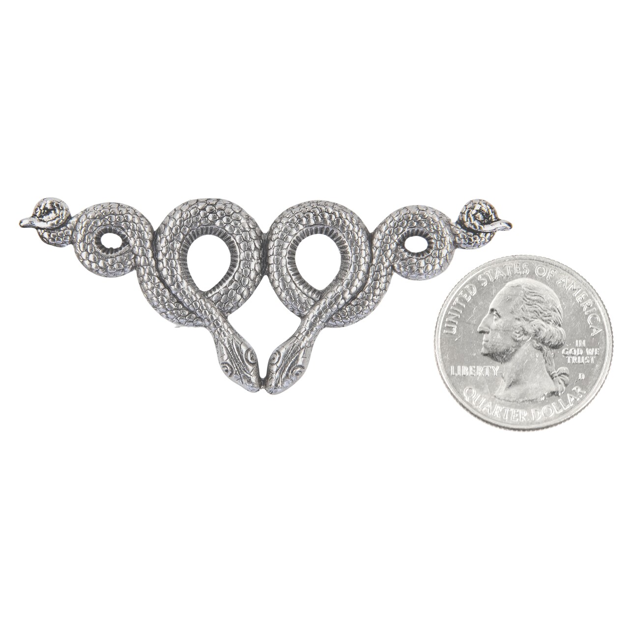 Pewter Plated Brass Double Snake Centerpiece Pendant Stamping - P-P24